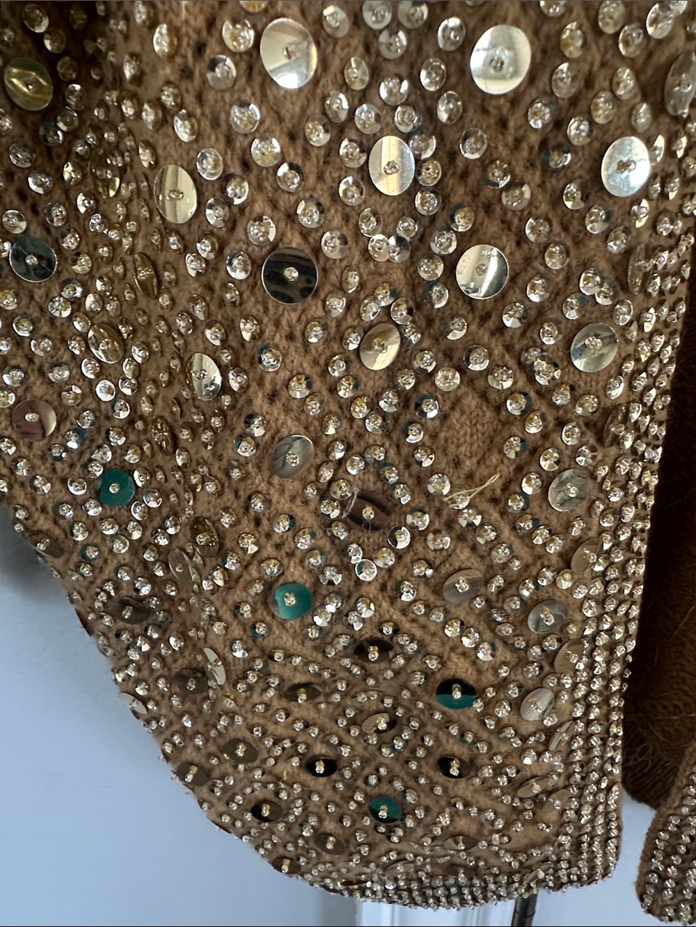 Embellished Gold Sequin Women's Cardigan Sweater - Picture 2 of 11